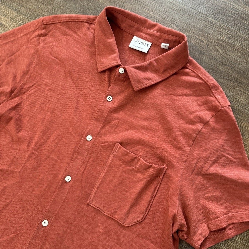 Cuts Clothing The Friday Projects Men's Orange S/S Button Up Shirt Sz XL Casual